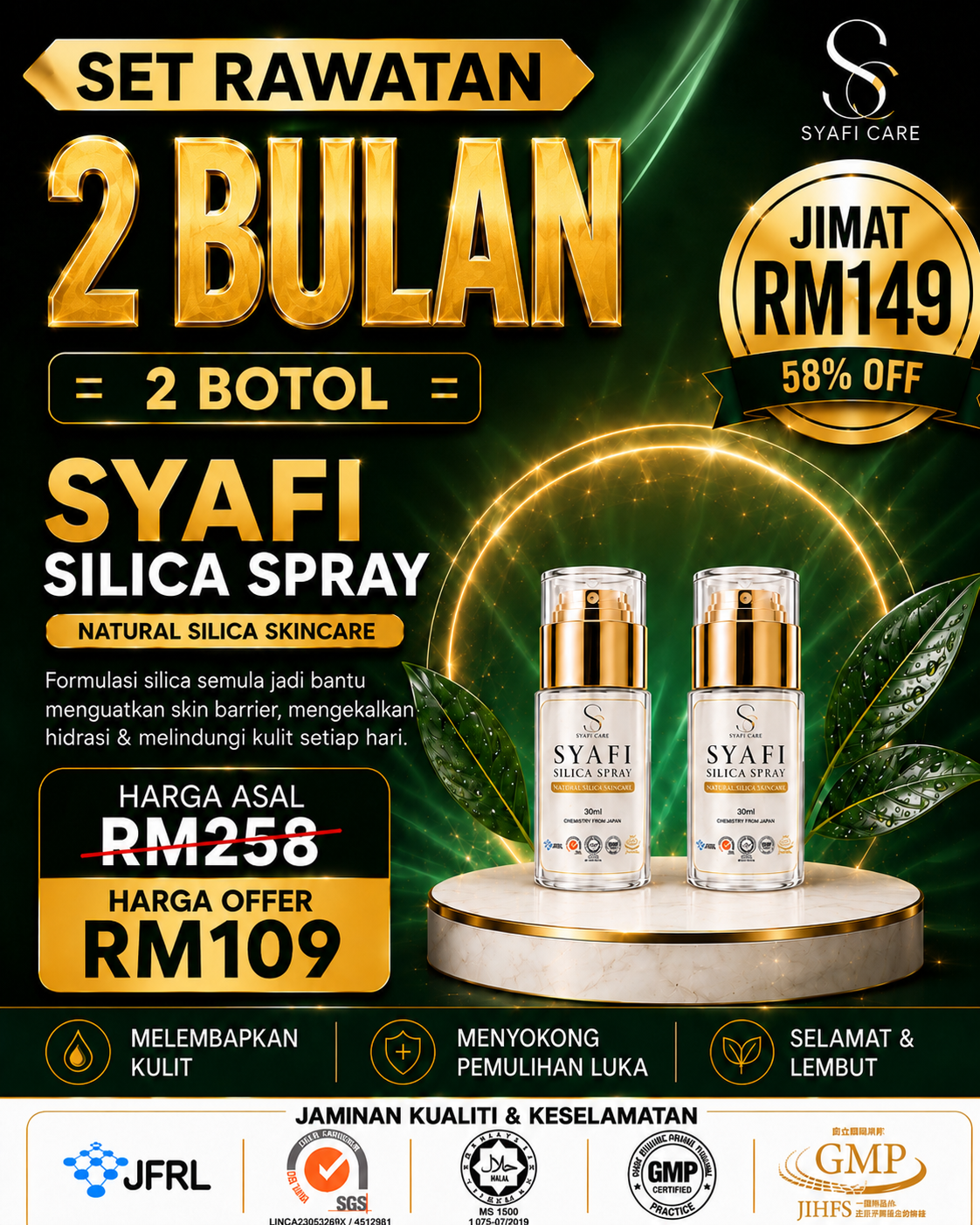 Set Rawatan 2 Bulan Syafi Silica Spray